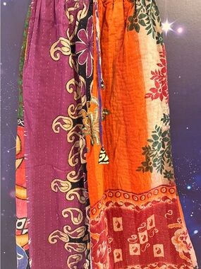 Kantha Boho Patchwork Pants Purple & Orange